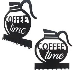patère murale en métal coffee time en noir