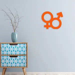decoration murale metal homme femme orange salon