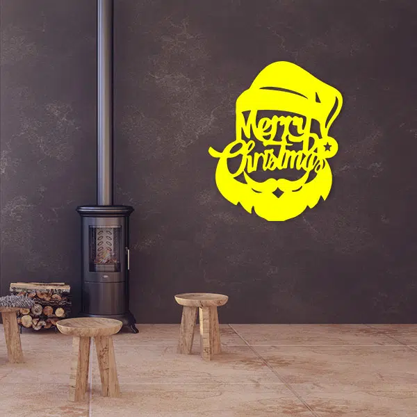 décoration-murale-métal-noël-jaune-salon