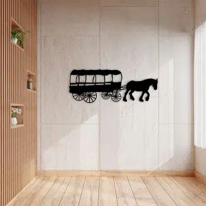 Décoration murale cheval métal noir salon